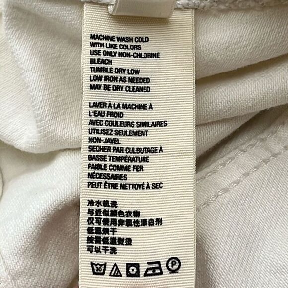 WE THE FREE Jean Mini Skirt Size 29 White Distressed Raw Cut Hem Button Fly - Picture 6 of 15